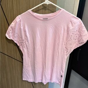 GAP Pink Puff Sleeve Ruffled Blouse